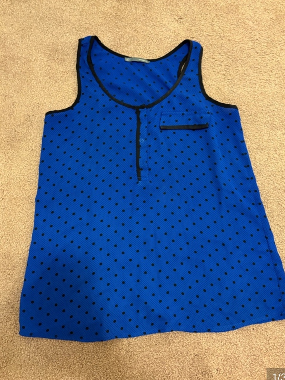 3 for $14 Smart Set Royal Blue Blouse with Black Polka Dots size small